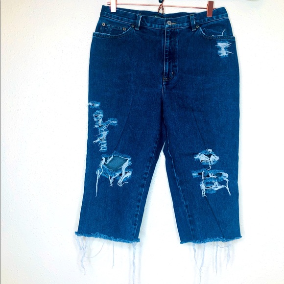 Lauren Jeans Company Medium Wash Cutoff Jeans - Picture 1 of 6